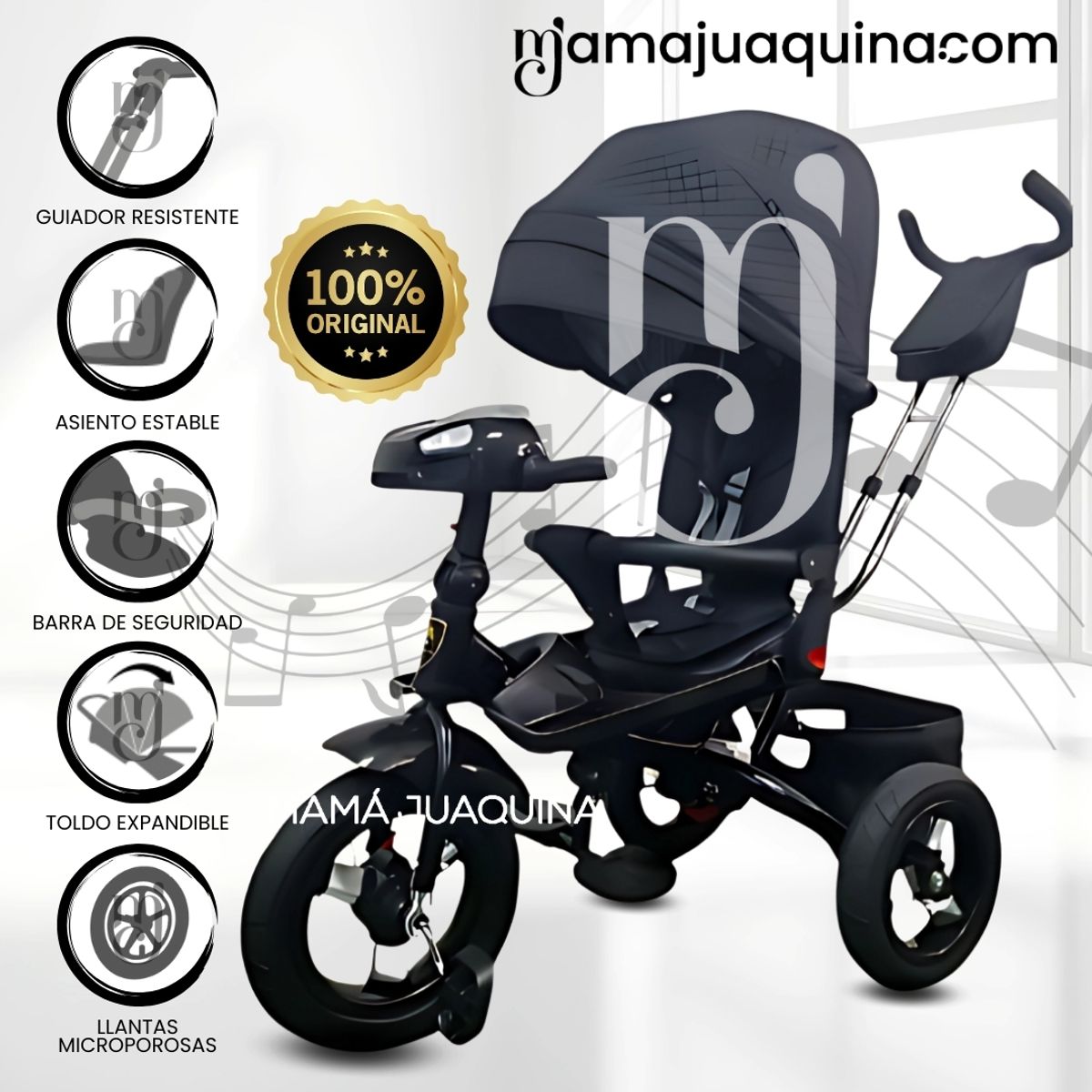 BABY KITS - Triciclo Guiador para Niños «EFABEL» Edición Limitada Black