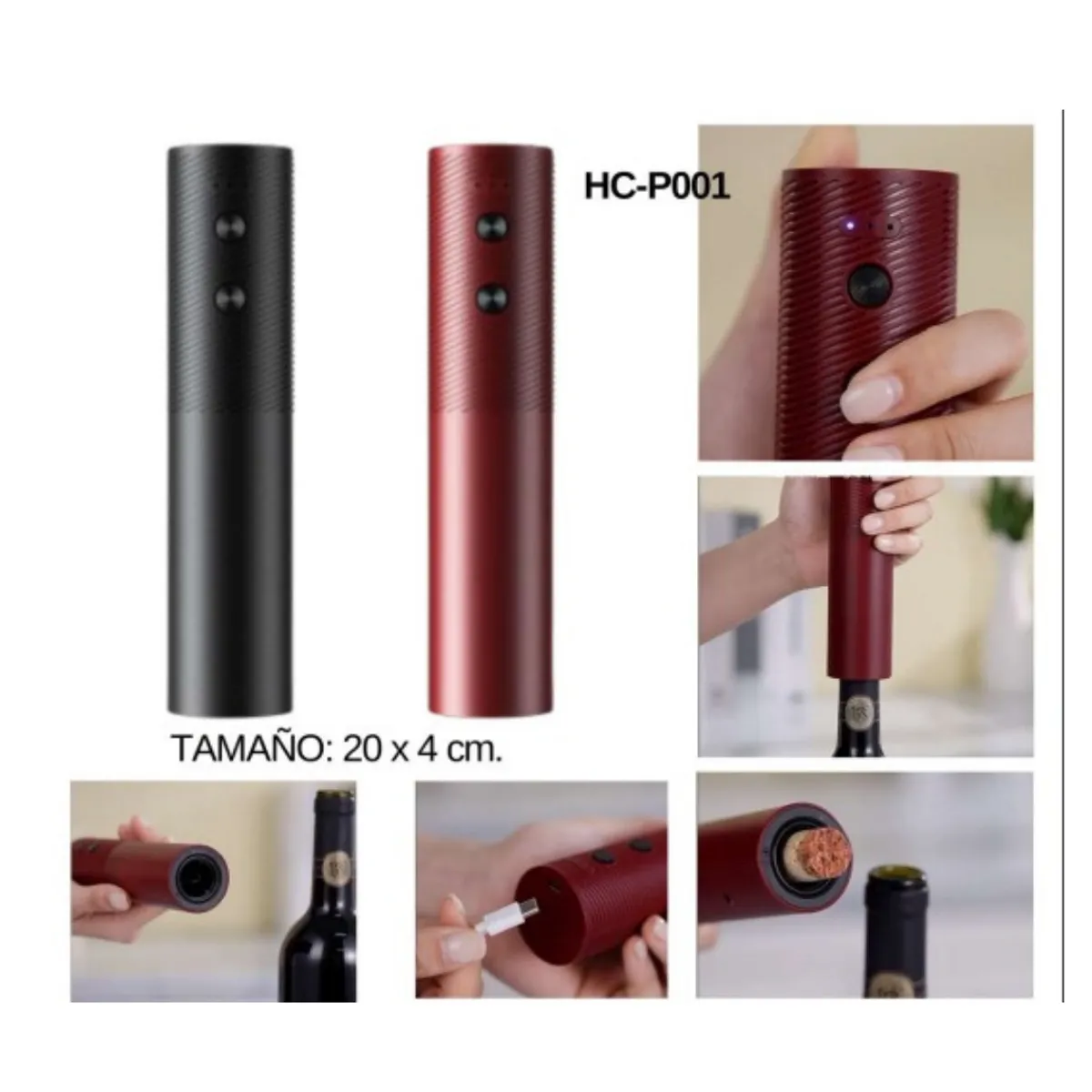 GENERICO - SACACORCHO A PILAS COLOR ENTERO