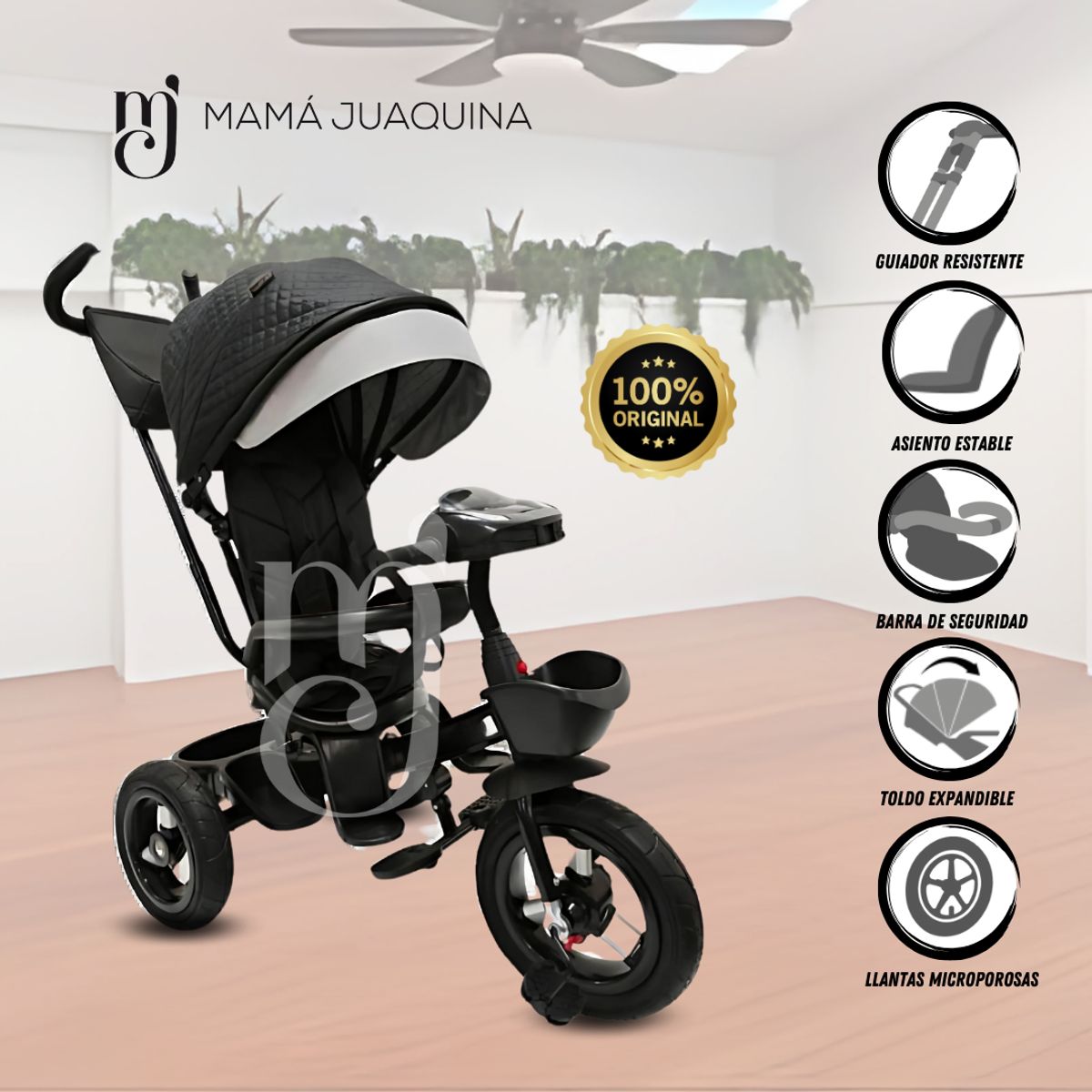 BABY KITS - Triciclo Guiador para Niños «RYMES» Black