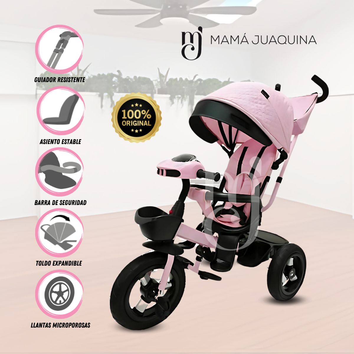BABY KITS - Triciclo Guiador para Niños «RYMES» Pink