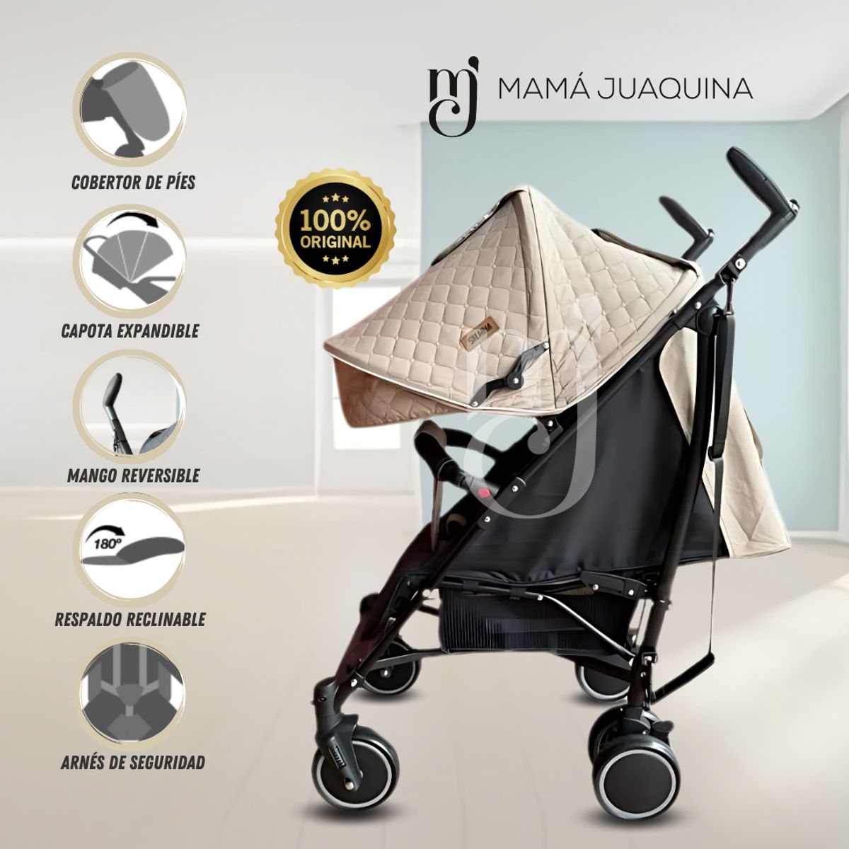 BABY HAPPY - Coche Bastón «SINNIA» Edición Limitada Beige