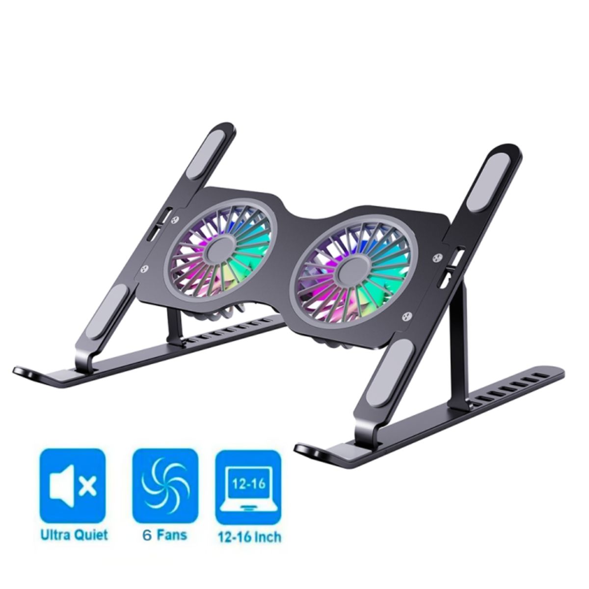 SEISA - Soporte Aluminio Ventilador para Laptop Notebook HZ45 PRO - NEGRO