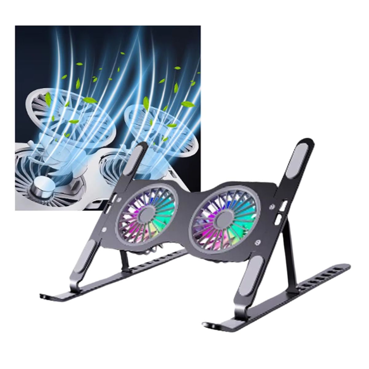 SEISA - Soporte Aluminio Ventilador para Laptop Notebook HZ45 PRO - NEGRO