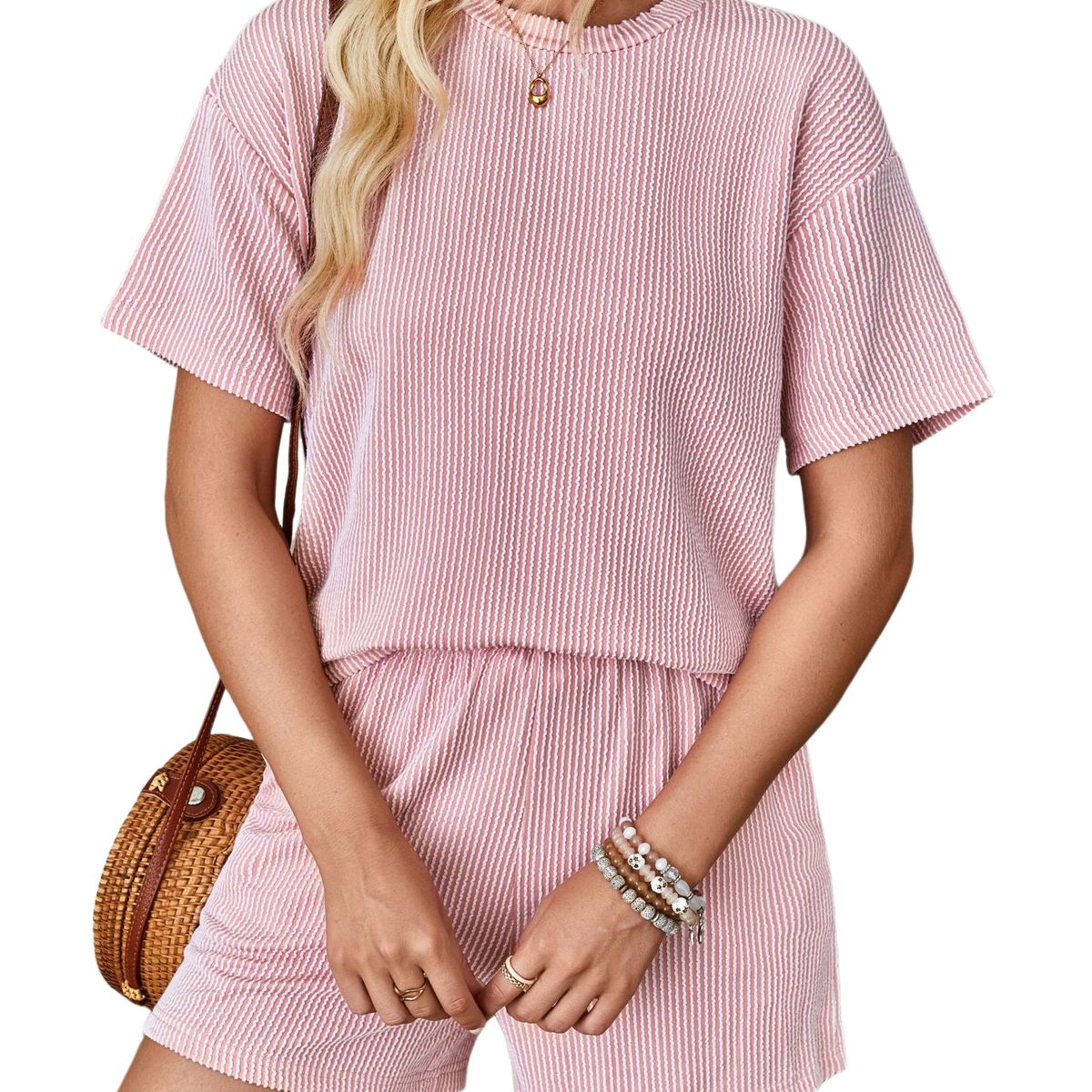 BLWOENS - Traje de verano femenino - 2 piezas - Rosa