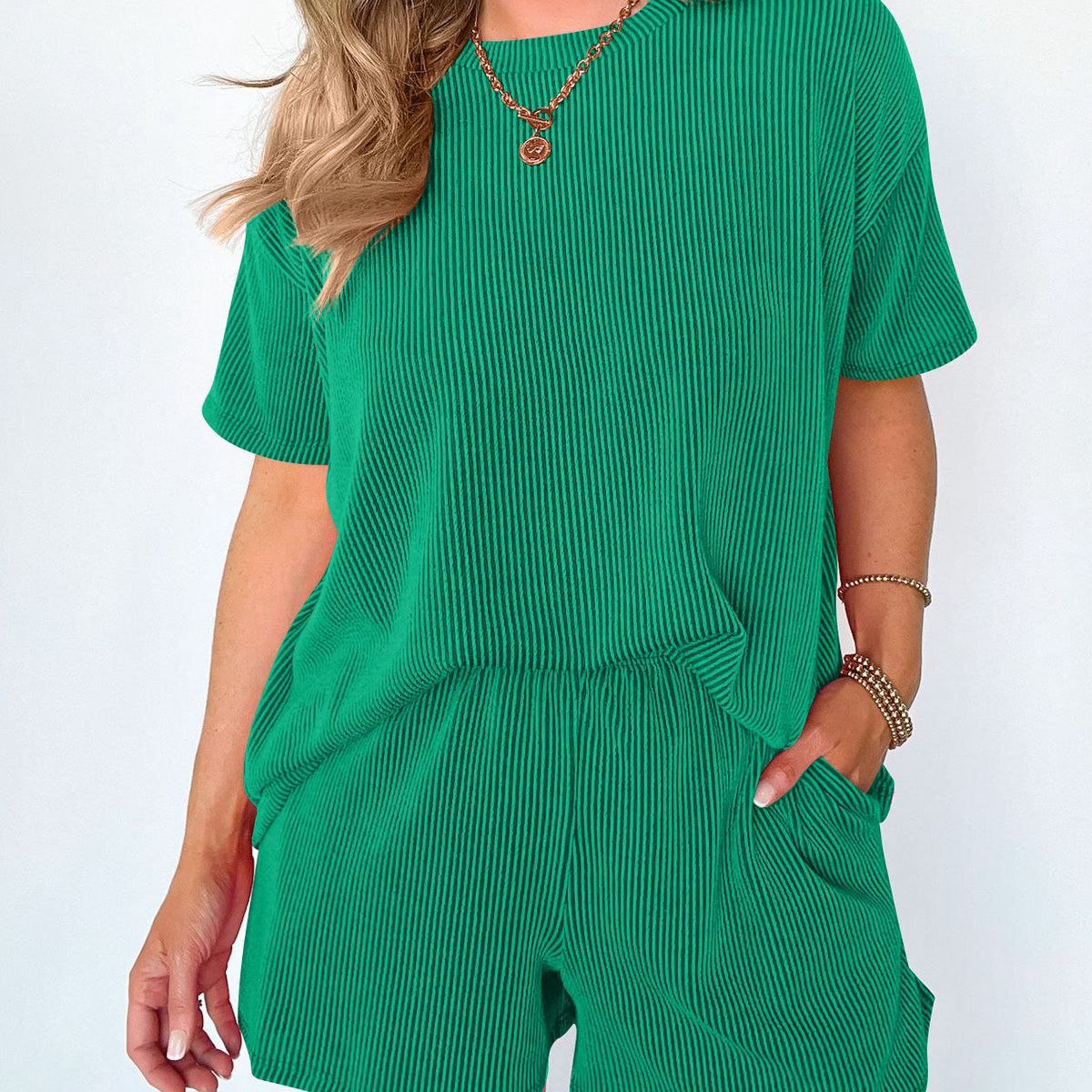 BLWOENS - Traje de verano femenino - 2 piezas - Verde