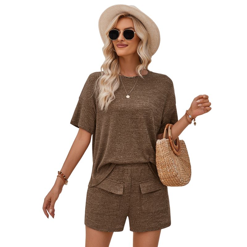 BLWOENS - Traje de verano femenino - 2 piezas - Marrón