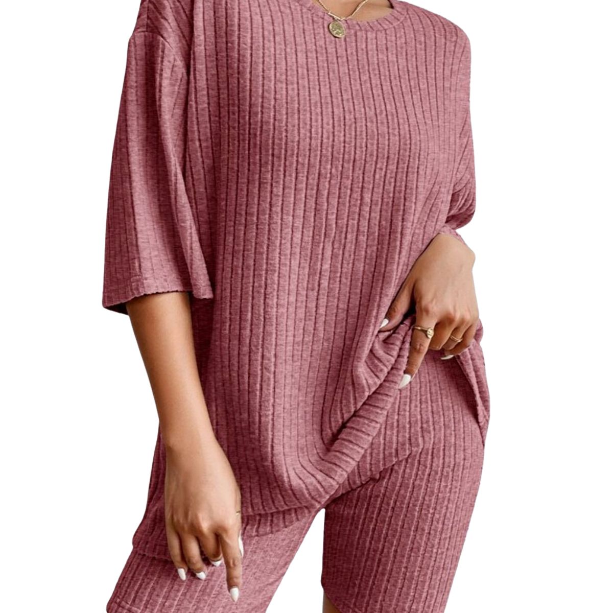 BLWOENS - Traje de verano femenino - 2 piezas - Rosa