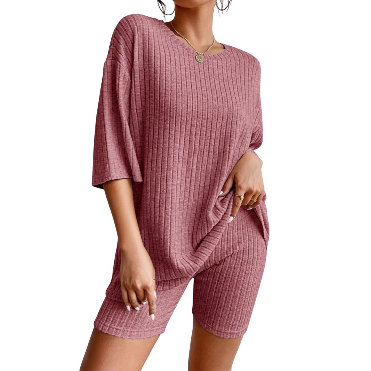 BLWOENS - Traje de verano femenino - 2 piezas - Rosa