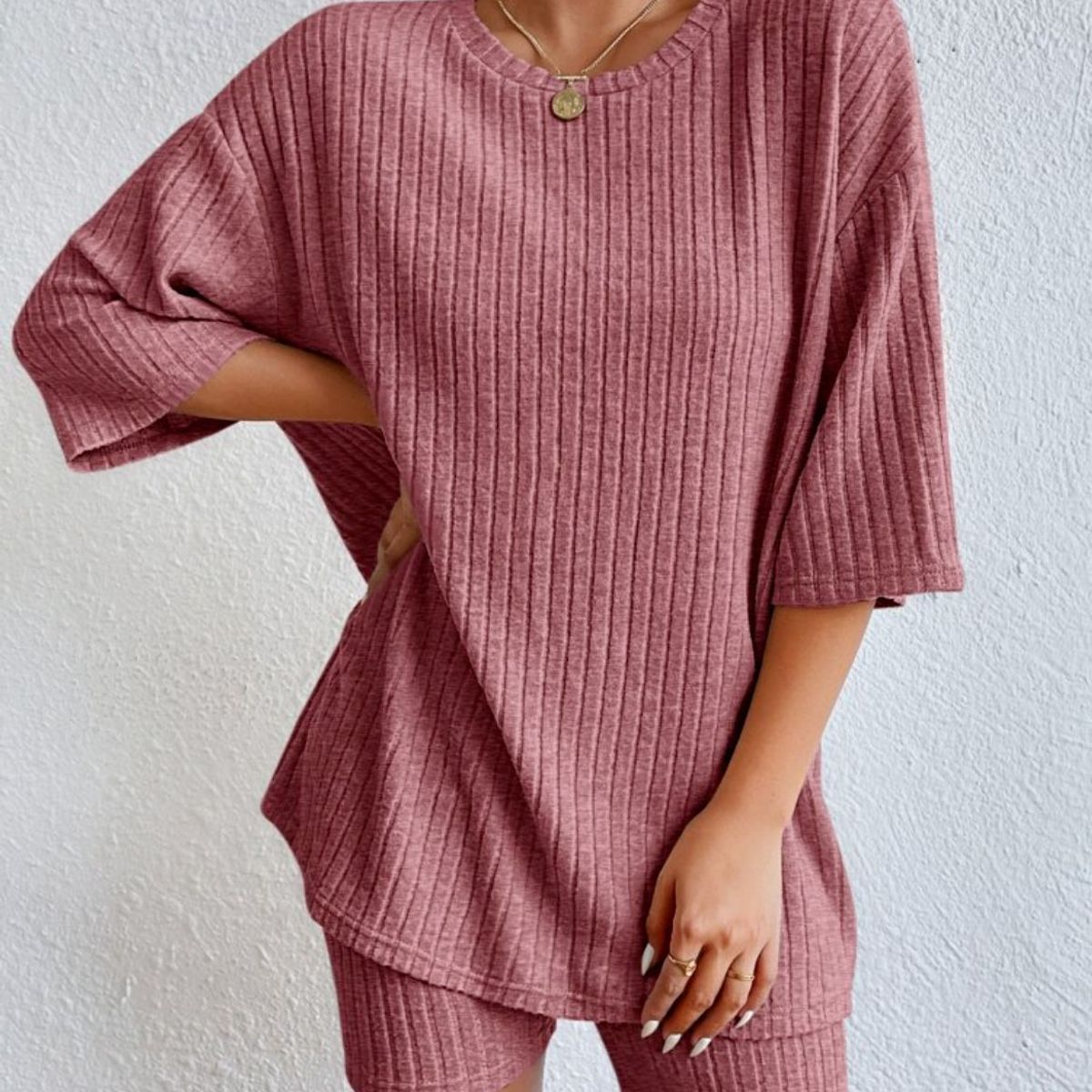 BLWOENS - Traje de verano femenino - 2 piezas - Rosa