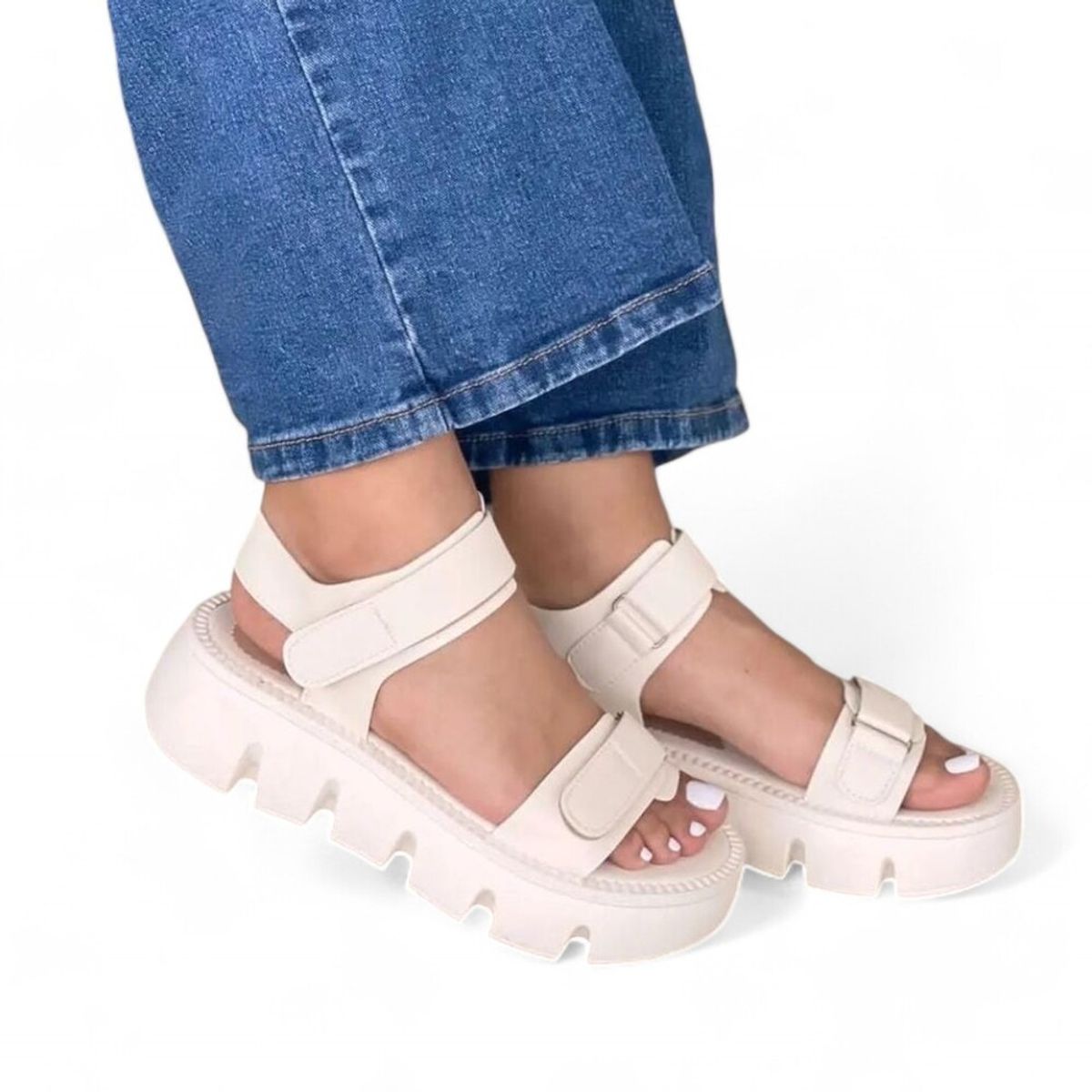 GENERICO - Sandalia Mujer Yomar Err. Precio Pega Pega Quero Plataforma 3 Beige