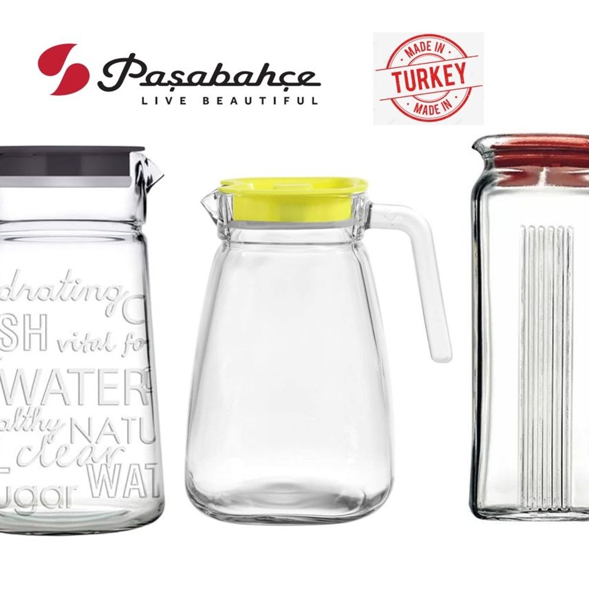 PASABAHCE - Jarra Pasabahce - set de 3 modelos - Hechos en Turquia