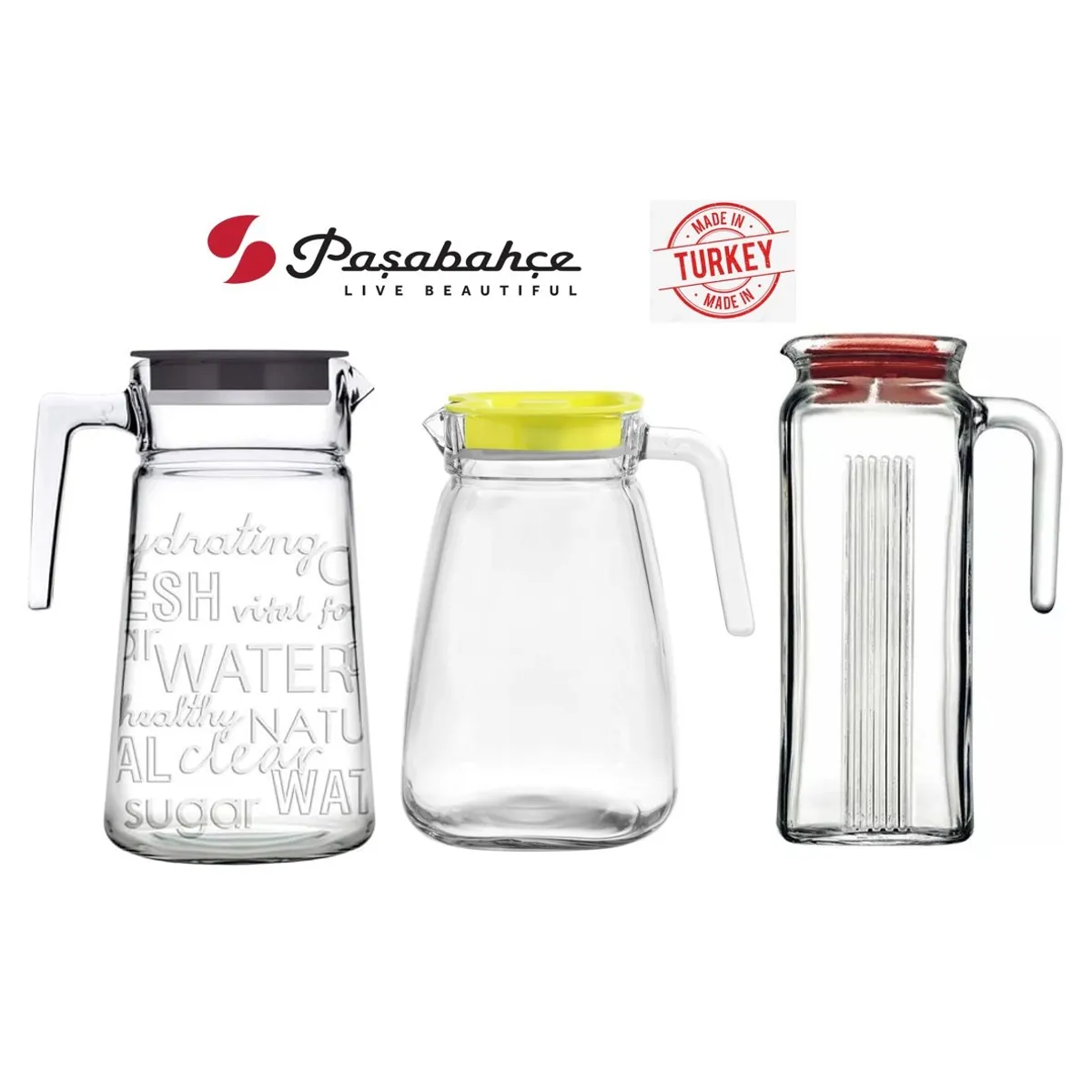 PASABAHCE - Jarra Pasabahce - set de 3 modelos - Hechos en Turquia