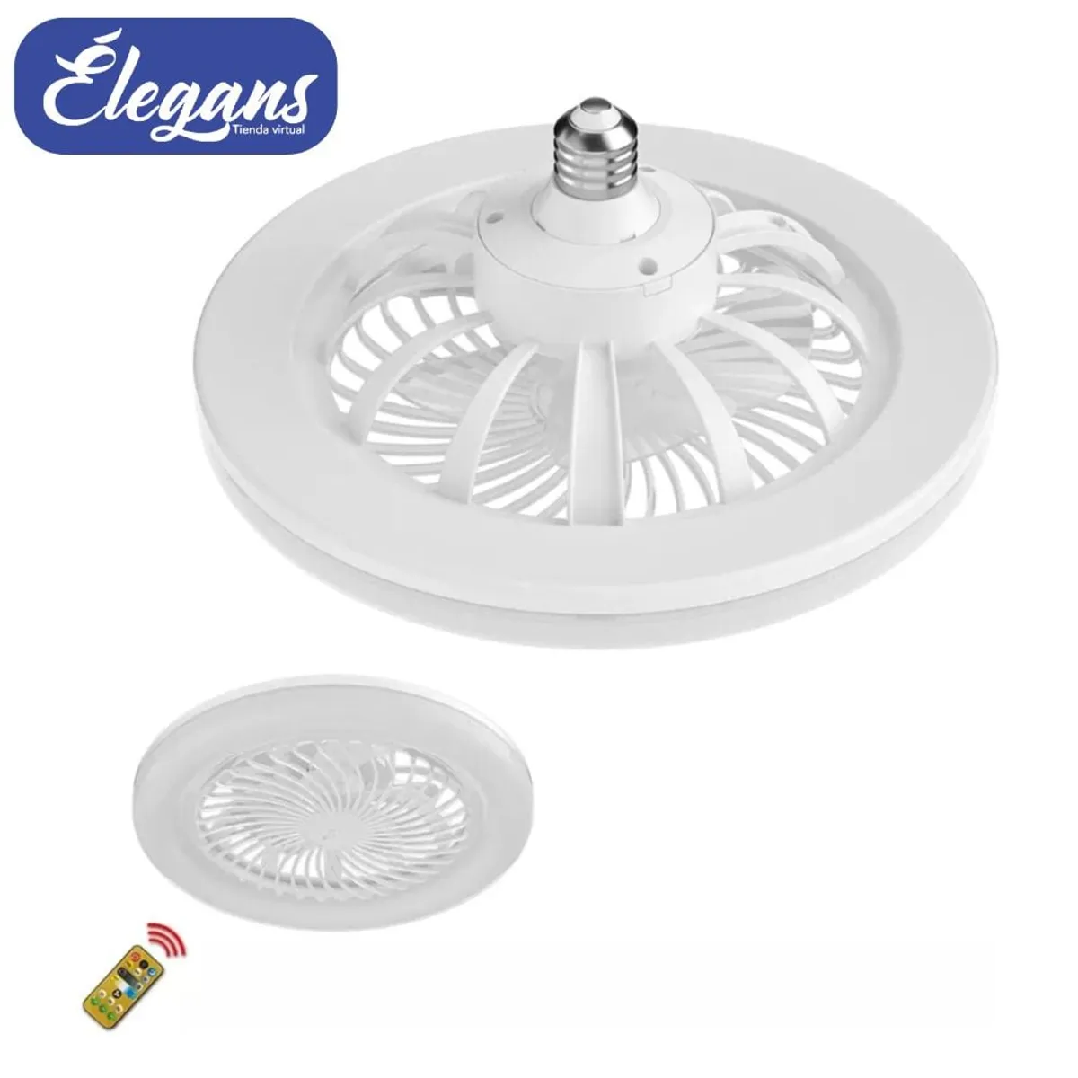 SEISA - Ventillador con foco led de techo color blanco Seisa CPFS05 Élegans