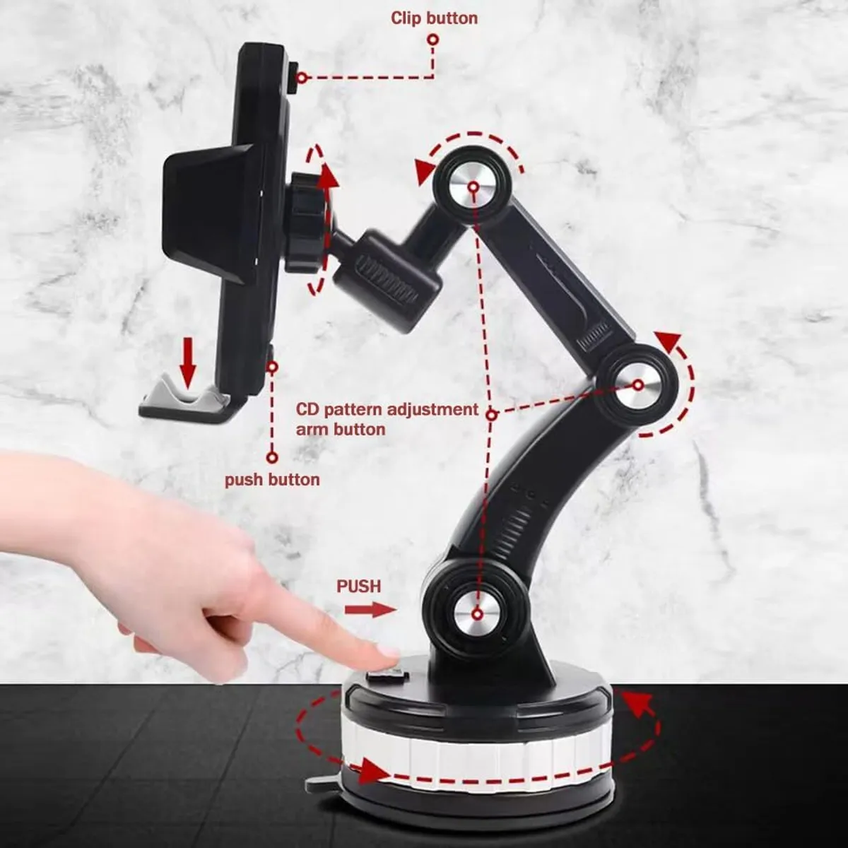 GENERICO - SOPORTE CELULAR TELÉFONO CHUPÓN VENTOSA GIRATORIO AJUSTABLE AUTOMÓVIL