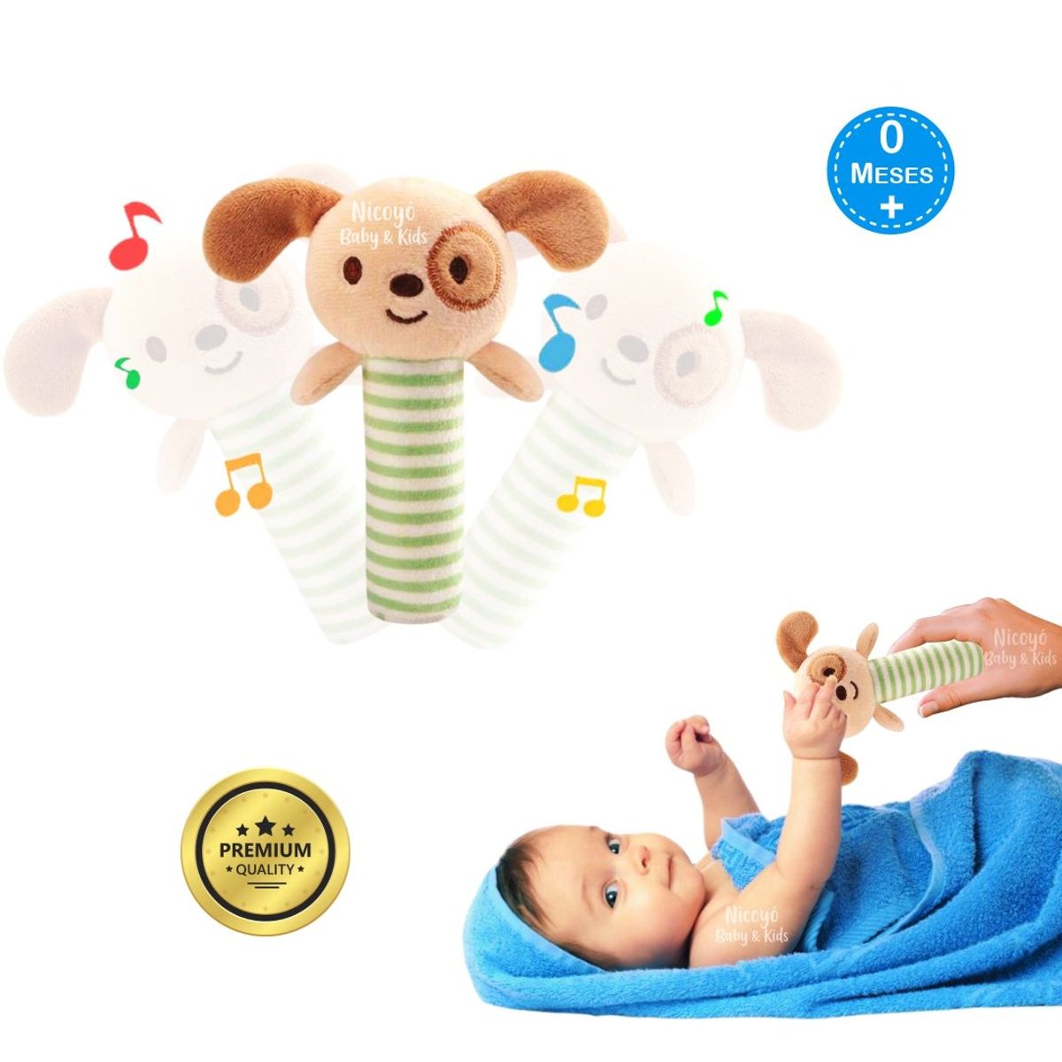 BABY - Peluche Sonajero Perrito- Perfecto para las Manitos del Bebé