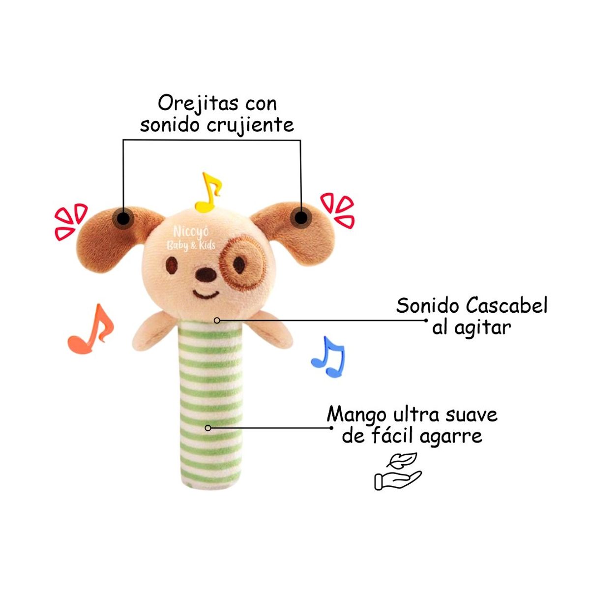 BABY - Peluche Sonajero Perrito- Perfecto para las Manitos del Bebé