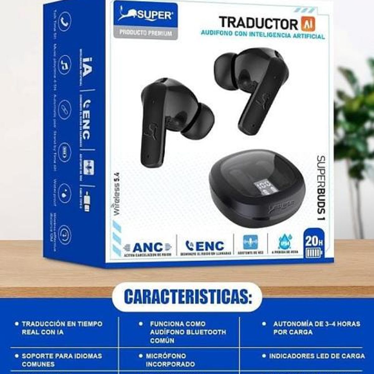GENERICO - AUDIFONOS TRADUCTOR SUPERBUDS 1 AI BLUETOOTH BLANCOS