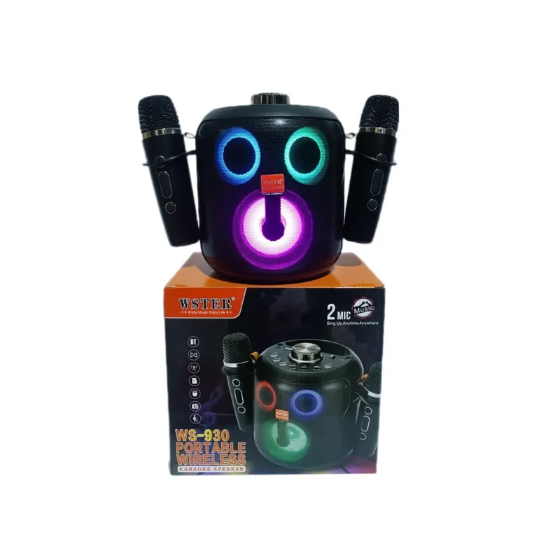 GENERICO - PARLANTE WESTER WS-930 NEGRO INALÁMBRICO CON 2 MICRÓFONOS Y LUZ LED