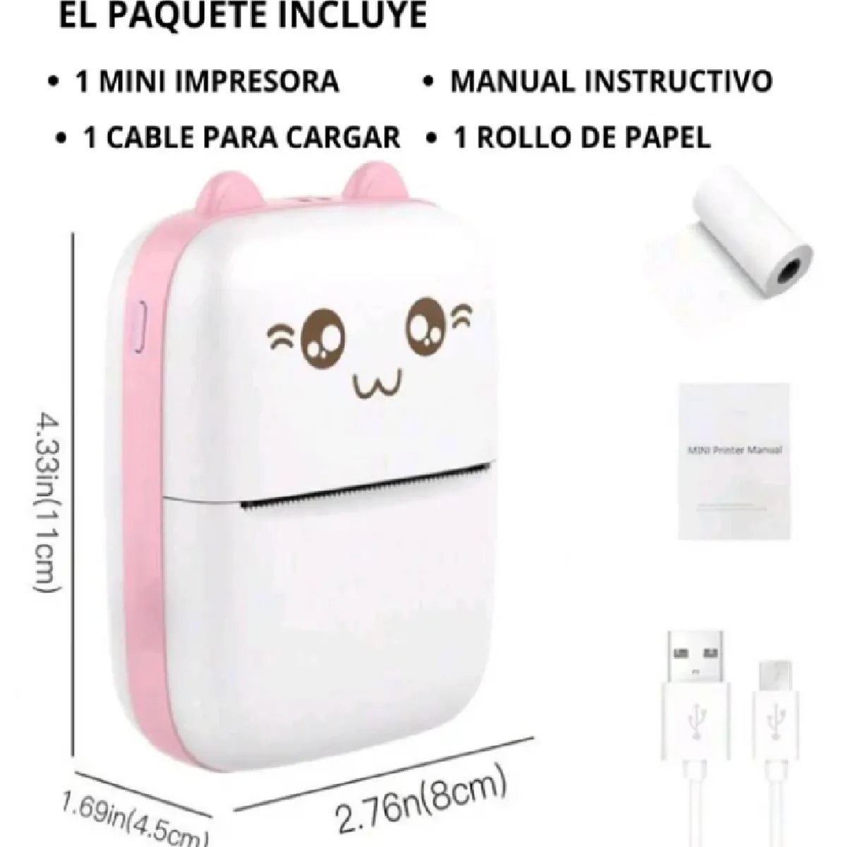 GENERICO - MINI IMPRESORA PORTÁTIL TÉRMICA BLUETOOTH RECARGABLE ROSADO