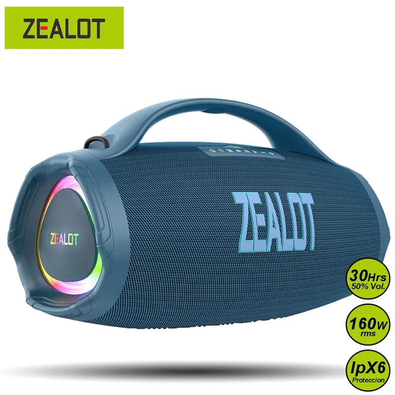 ZEALOT - Parlante Bluetooth Zealot S98 Azul Resistente al Agua 160W