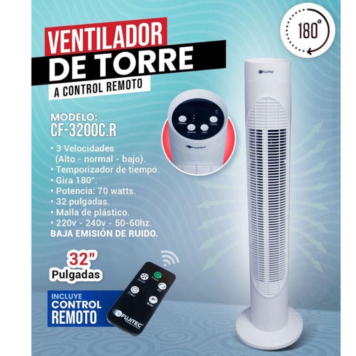 FUJITEC - VENTILADOR DE TORRE DE 32" FUJITEC  CF-3200