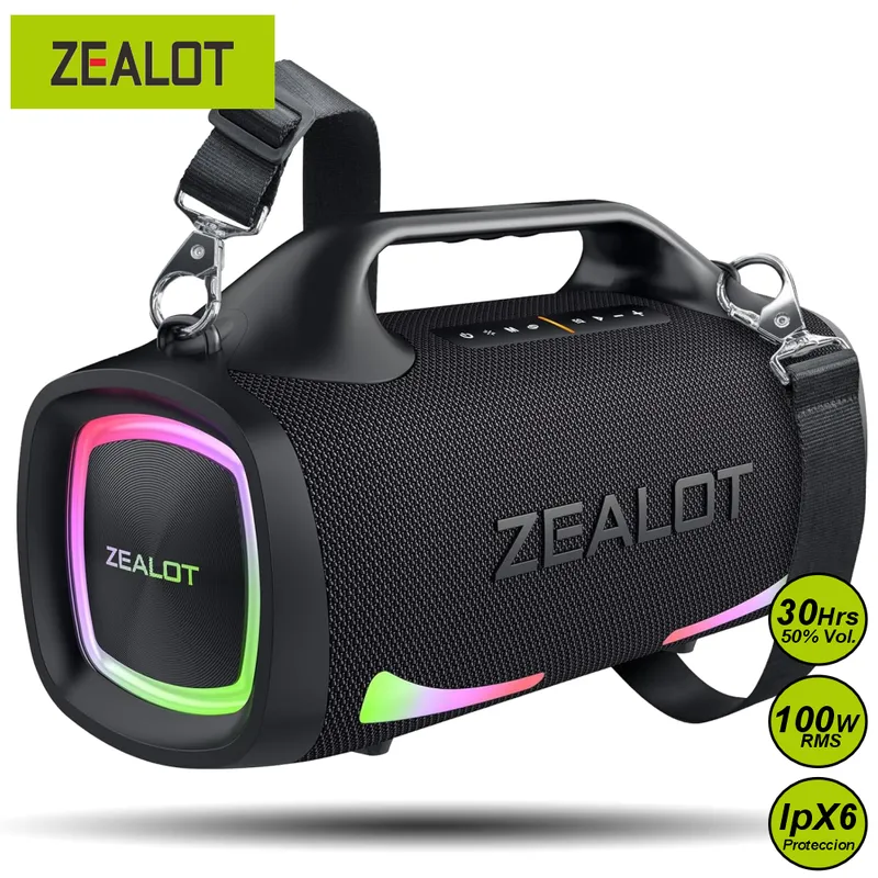 ZEALOT - Parlante Bluetooth Zealot S79 Negro Resistente al Agua 100W