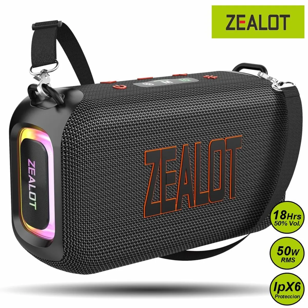 ZEALOT - Parlante Bluetooth Zealot S85 Negro Resistente al Agua 50W