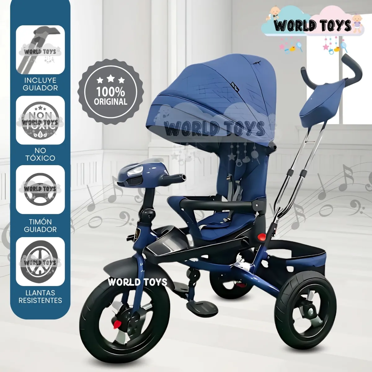 BABY KITS - Triciclo Guiador para Niños «EFABEL» Blue