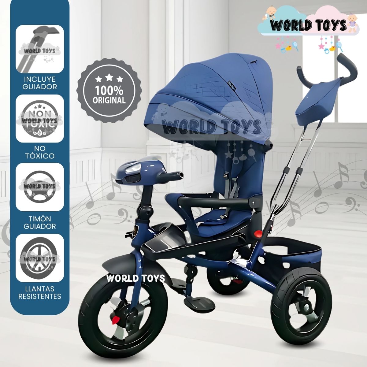 BABY KITS - Triciclo Guiador para Niños «EFABEL» Blue