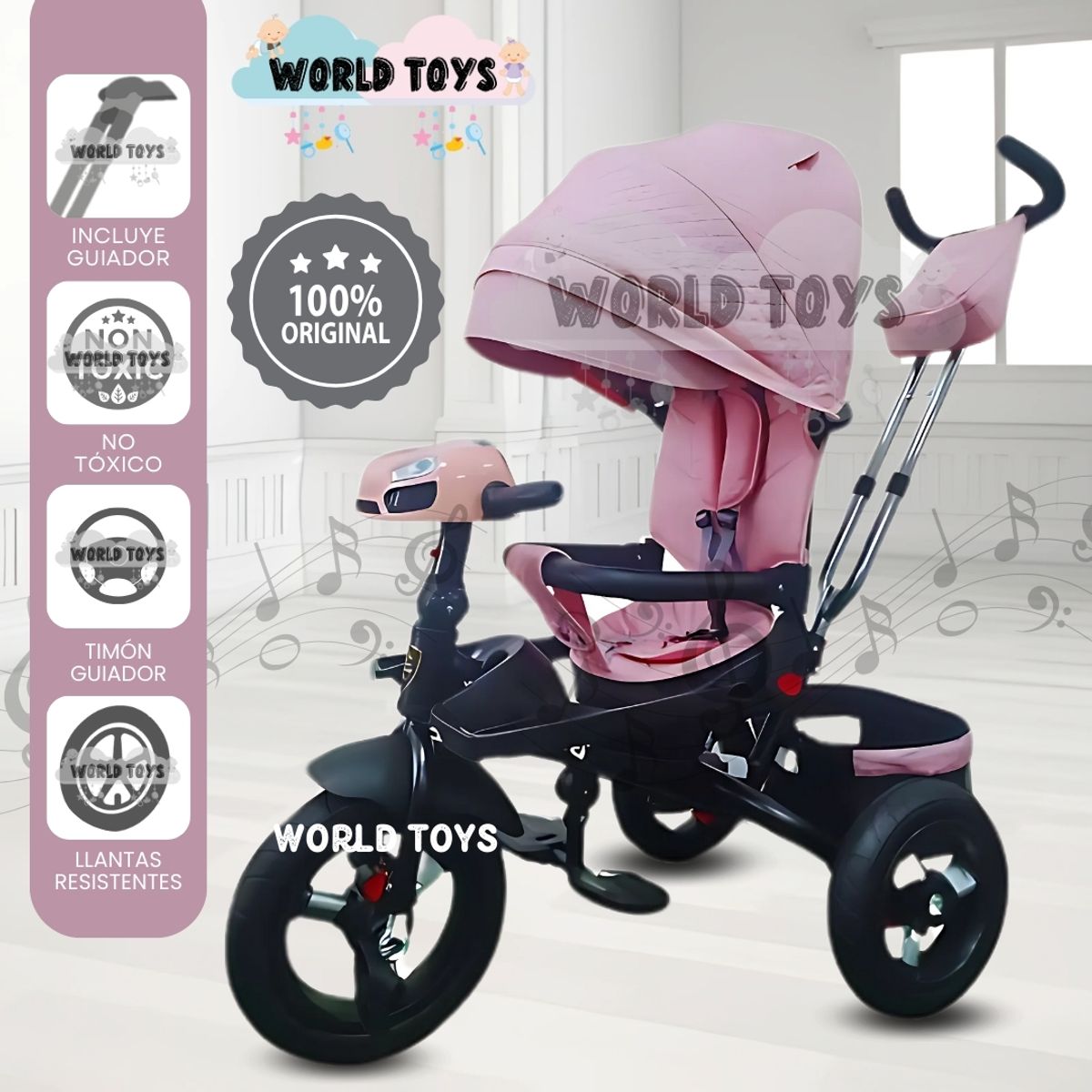 BABY KITS - Triciclo Guiador para Niños «EFABEL» Pink