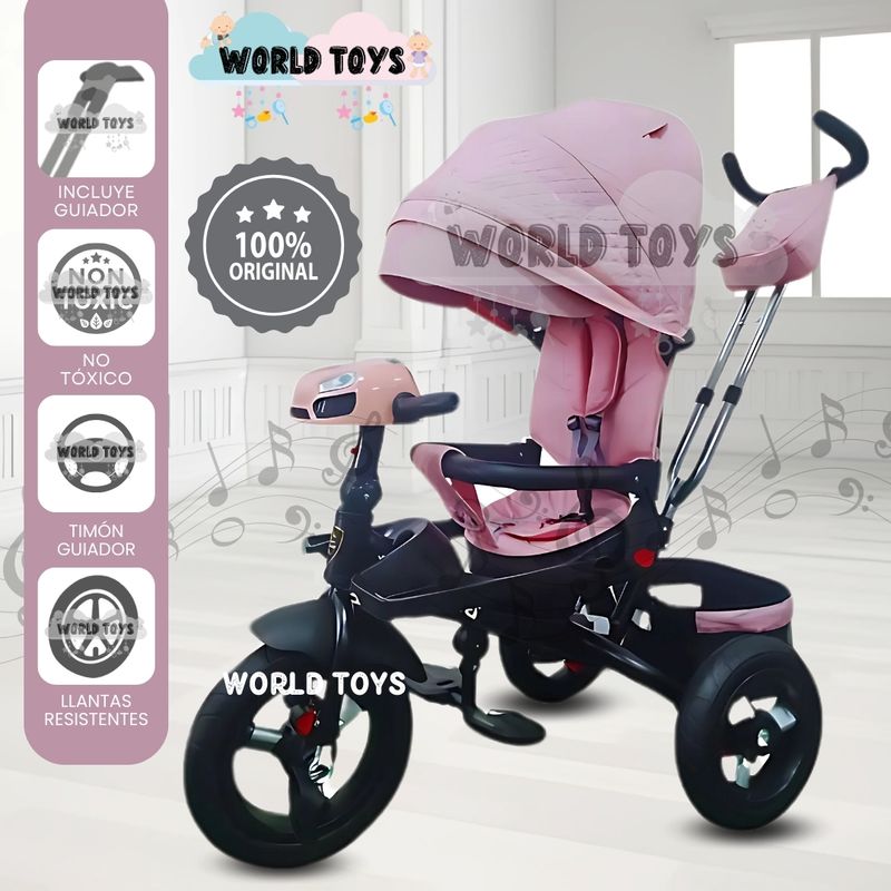 BABY KITS - Triciclo Guiador para Niños «EFABEL» Pink