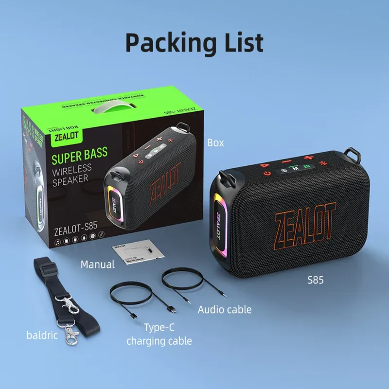 ZEALOT - Parlante Bluetooth Zealot S85 Camuflaje Resistente al Agua 50W