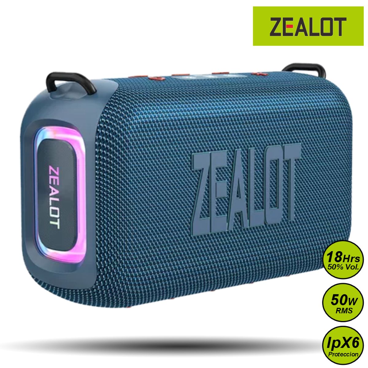 ZEALOT - Parlante Bluetooth Zealot S85 Azul Resistente al Agua 50W