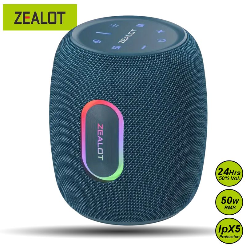 ZEALOT - Parlante Bluetooth Zealot S64 Azul Resistente al Agua 50W
