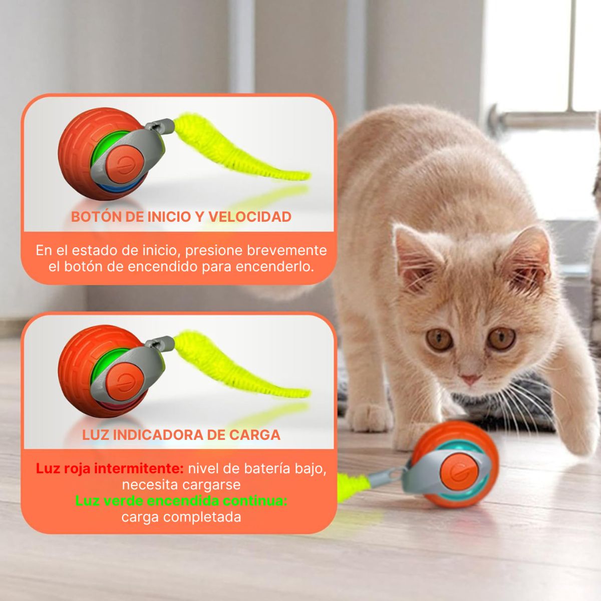 GENERICO - Juguete Interactivo para Gatos Pelota Inteligente con Cola