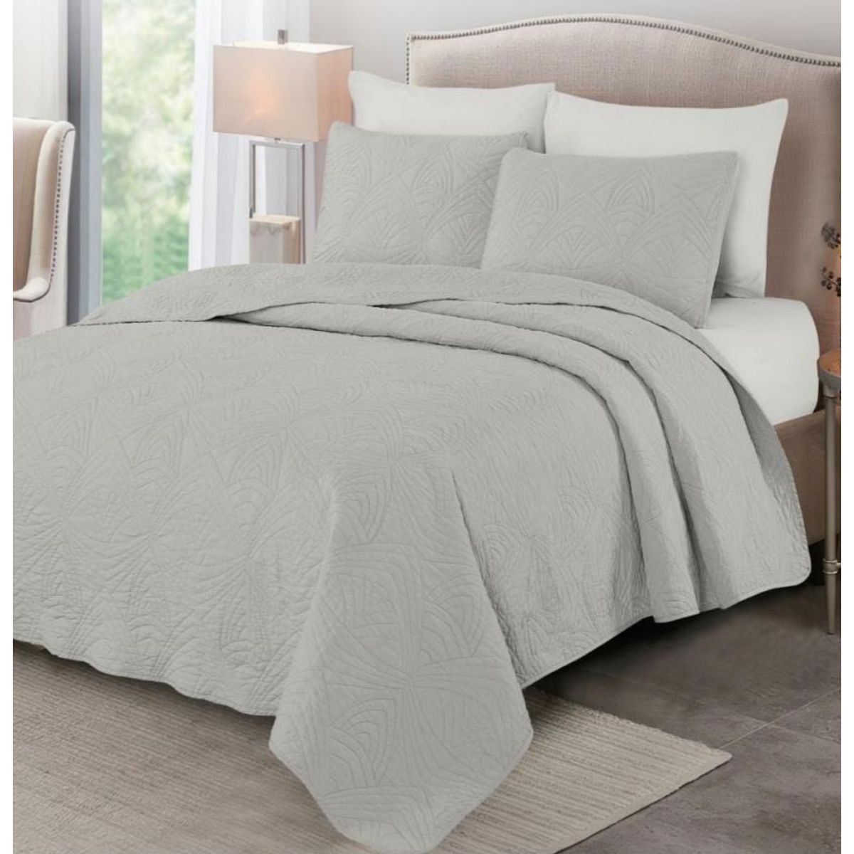 CASATEX - Cubrecama King + Juego de Sábanas 100% Algodón - 5 piezas