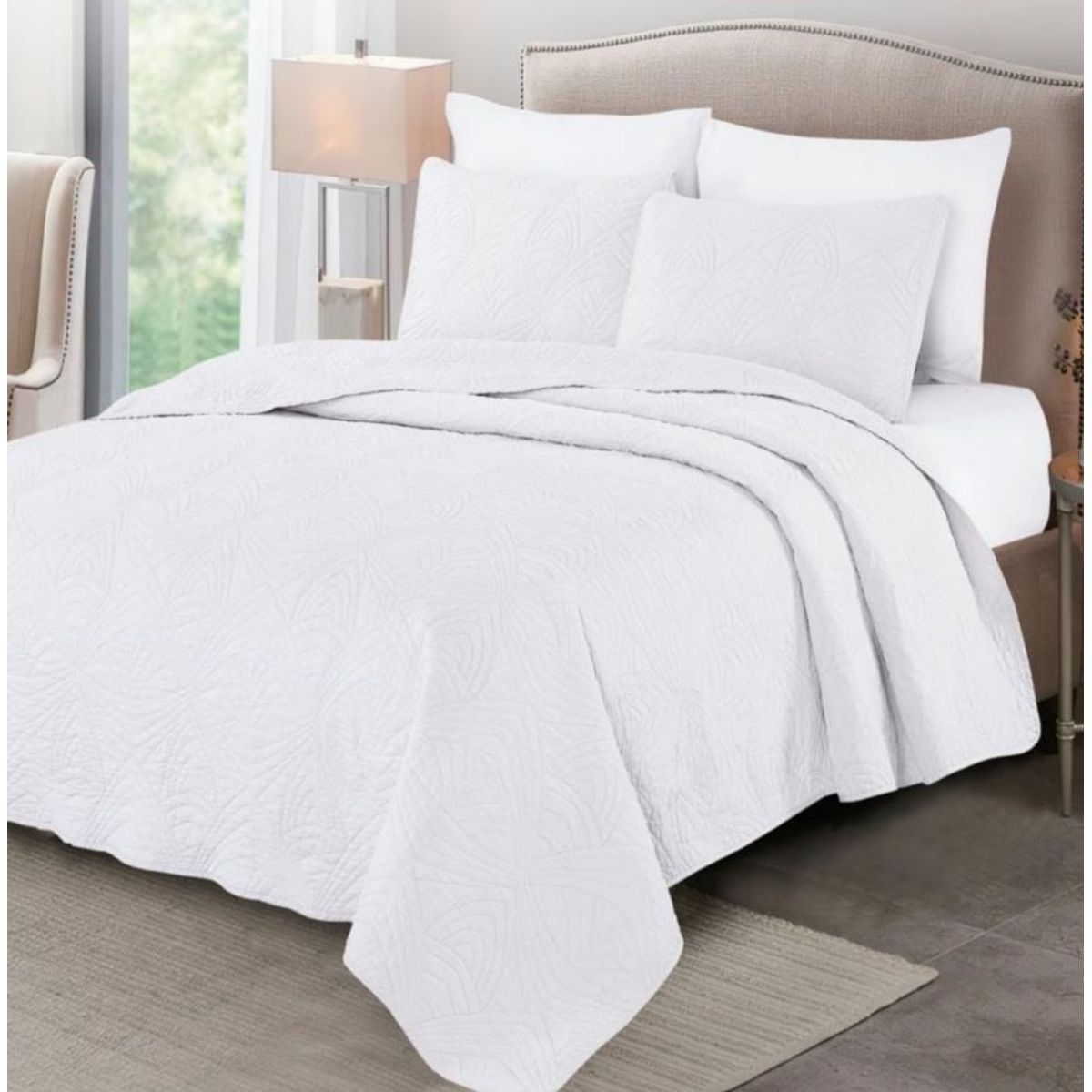 CASATEX - Cubrecama King + Juego de Sábanas 100% Algodón - 5 piezas