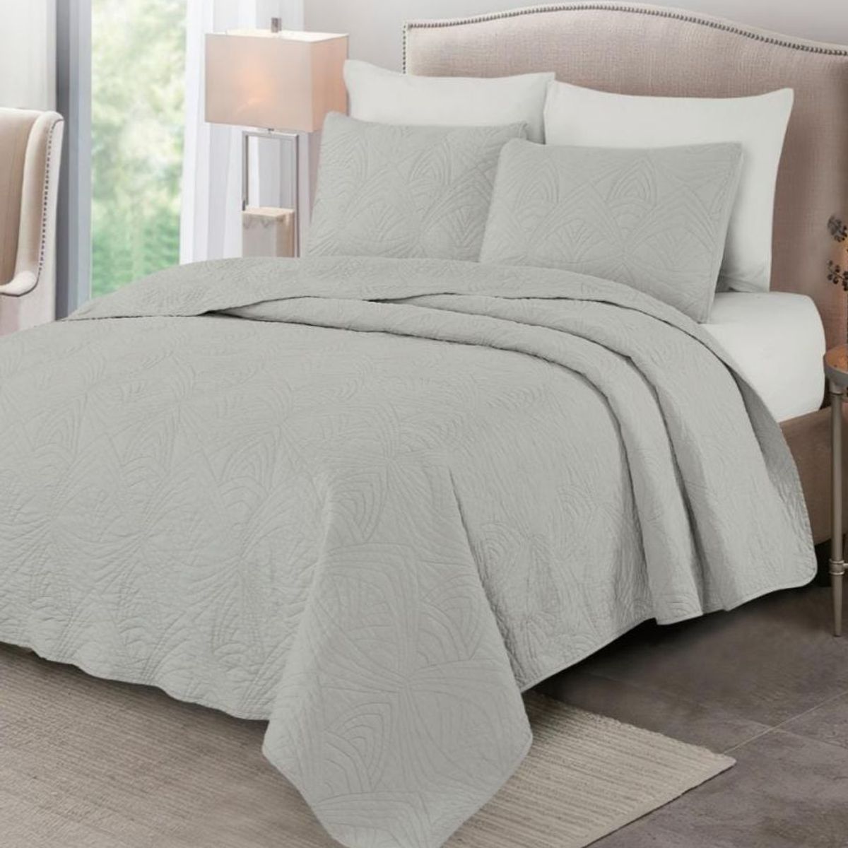 CASATEX - Cubrecama Queen + Juego de Sábanas 100% Algodón - 5 Piezas