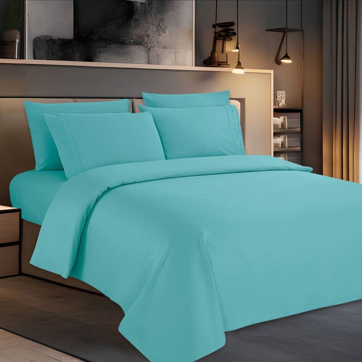 CASATEX - Juego de Sábanas Queen con bordado 100% Algodón