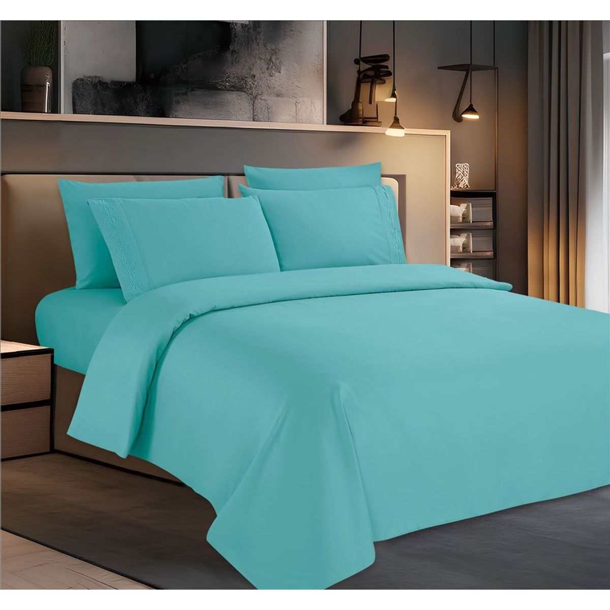 CASATEX - Juego de Sábanas Queen con bordado 100% Algodón