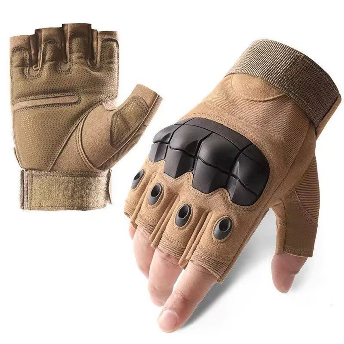 GENERICO - GUANTES CORTOS MITONES MULTIPROPOSITO deportivo BEIGE