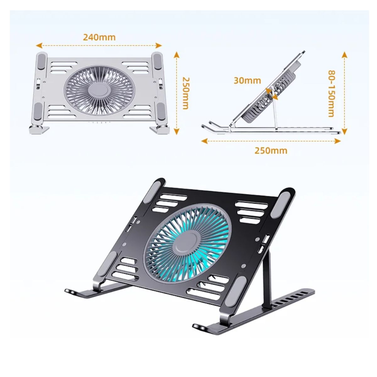 SEISA - Soporte Aluminio Base Cooler Ventilador de Laptop Notebook HZ44