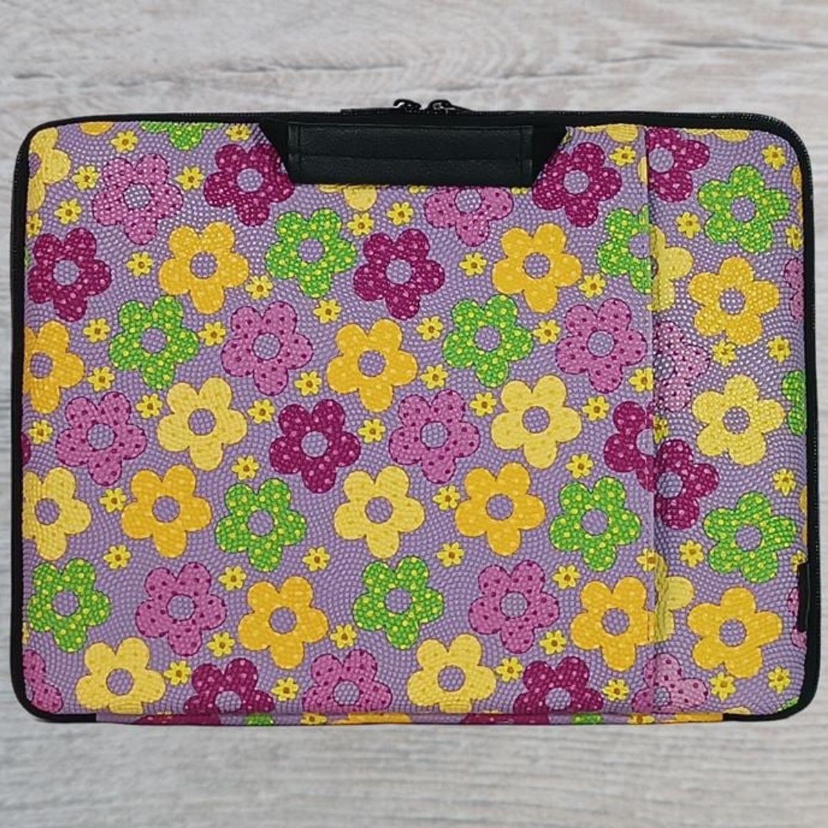 GENERICO - FUNDA PARA LAPTOP DE 15 PULGADAS DISEÑO FLORES LAVANDA CON DOBLE CIERRE