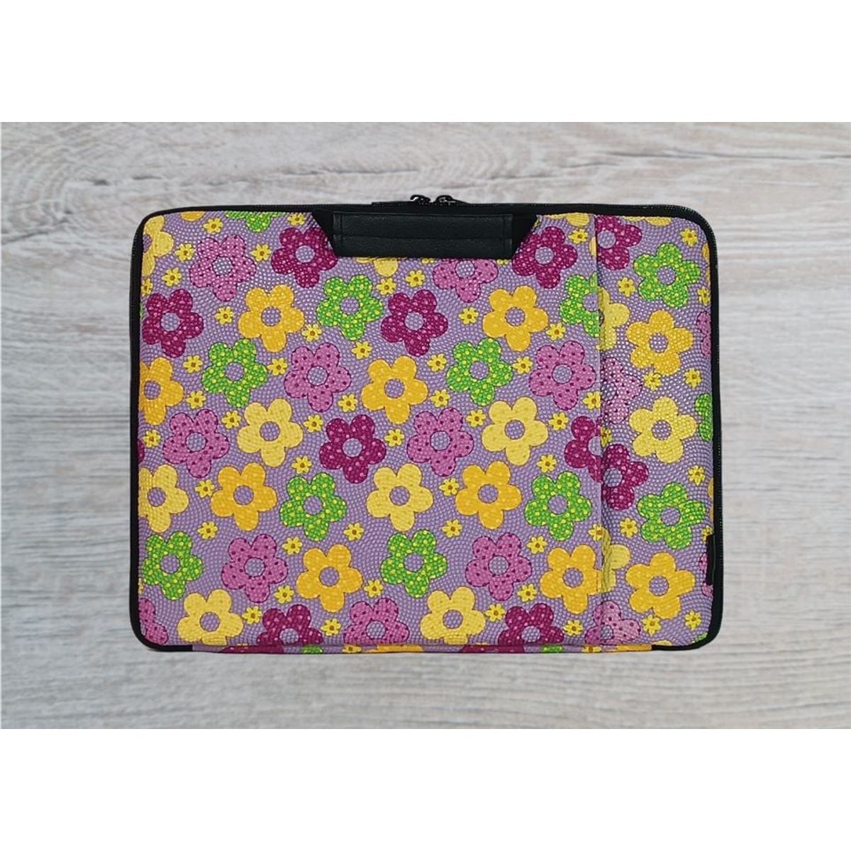 GENERICO - FUNDA PARA LAPTOP DE 15 PULGADAS DISEÑO FLORES LAVANDA CON DOBLE CIERRE