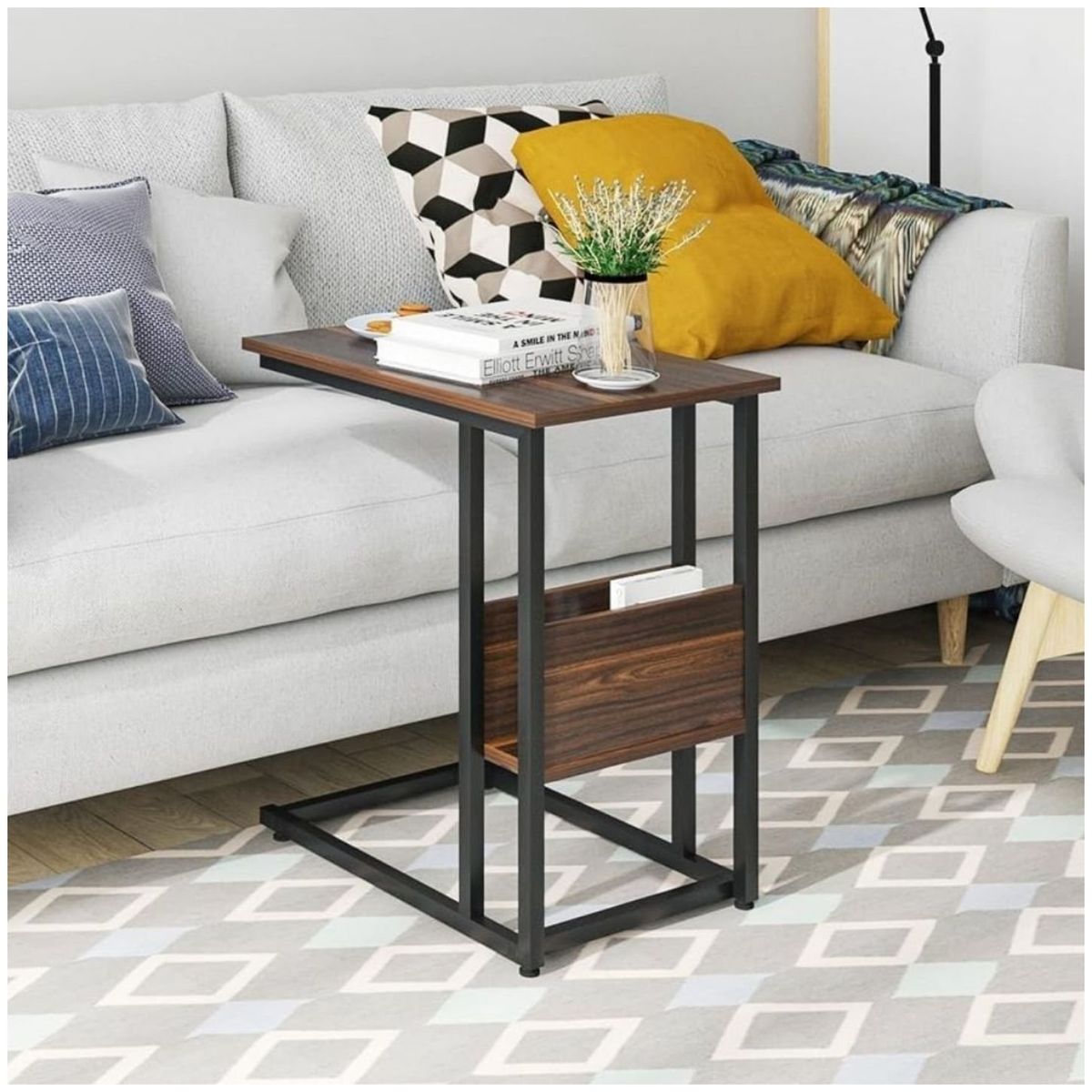 GENERICO - Mesa Auxiliar Industrial Draco Caramelo Coricha Home