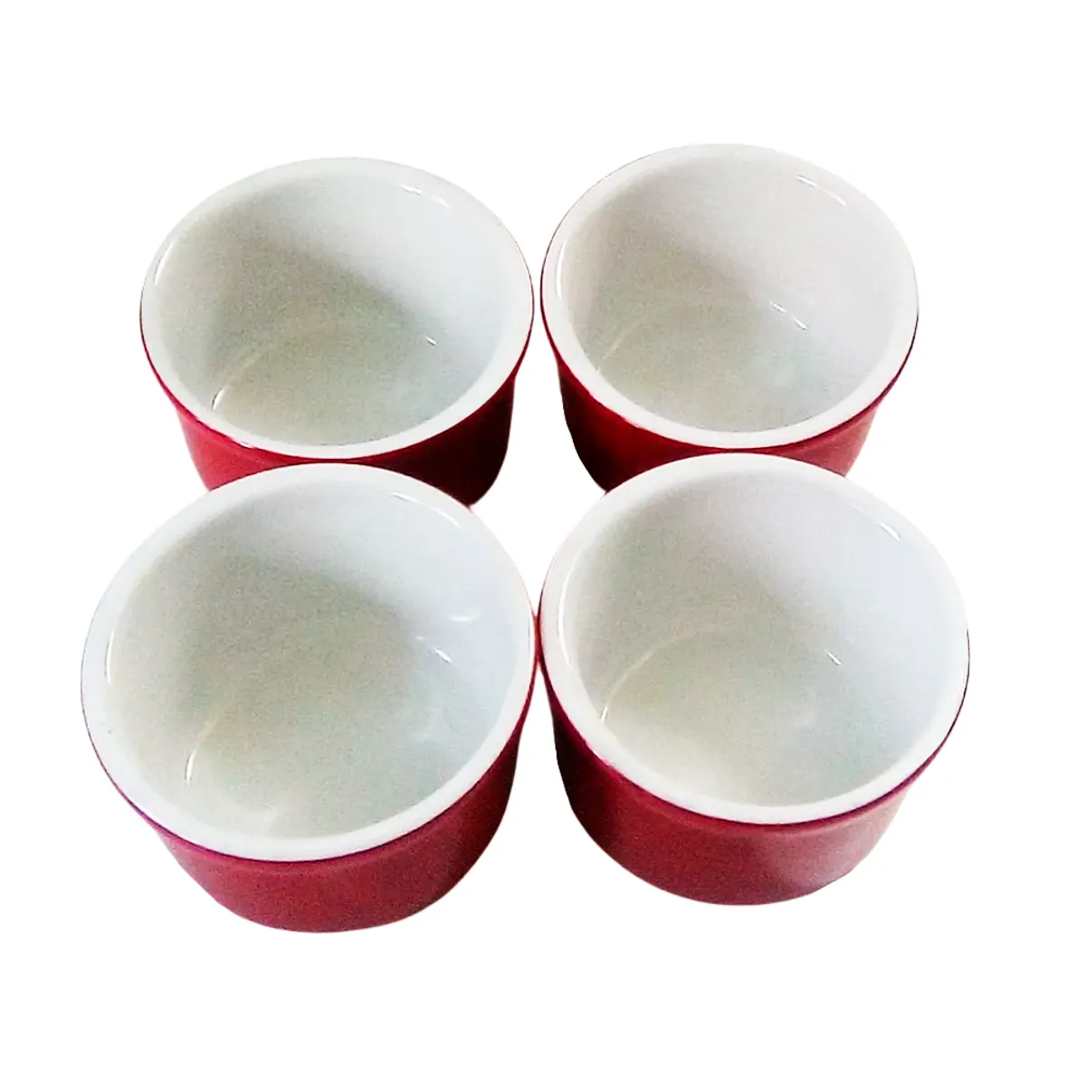 INSPIRA - Set de 4 Ramequines Rojo de Cerámica para Cremas