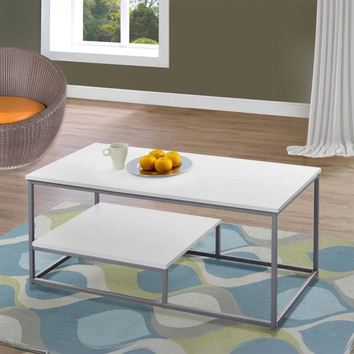 GENERICO - Mesa de Centro Industrial Batons Blanco Coricha Home