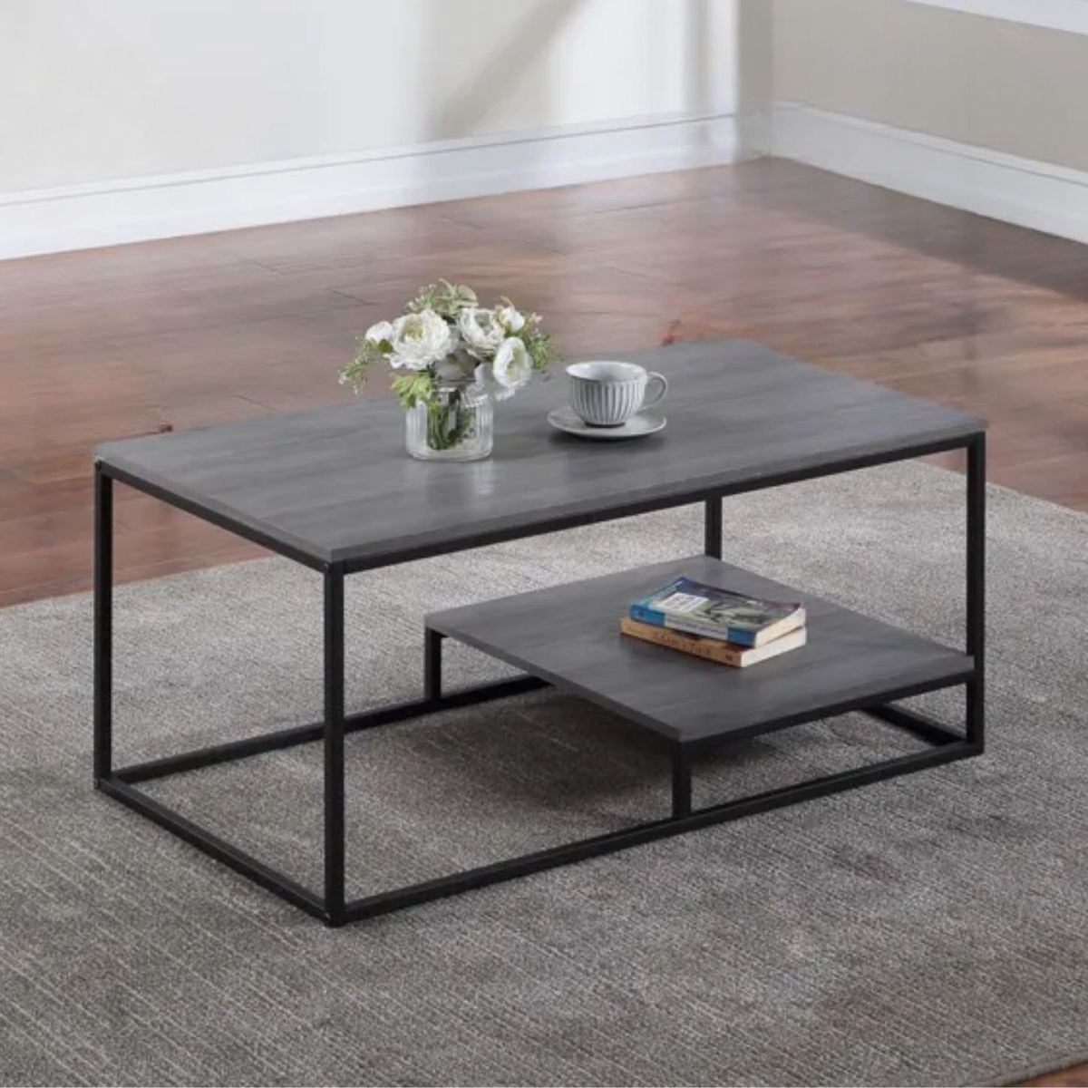 GENERICO - Mesa de Centro Industrial Batons Roble Gris Coricha Home