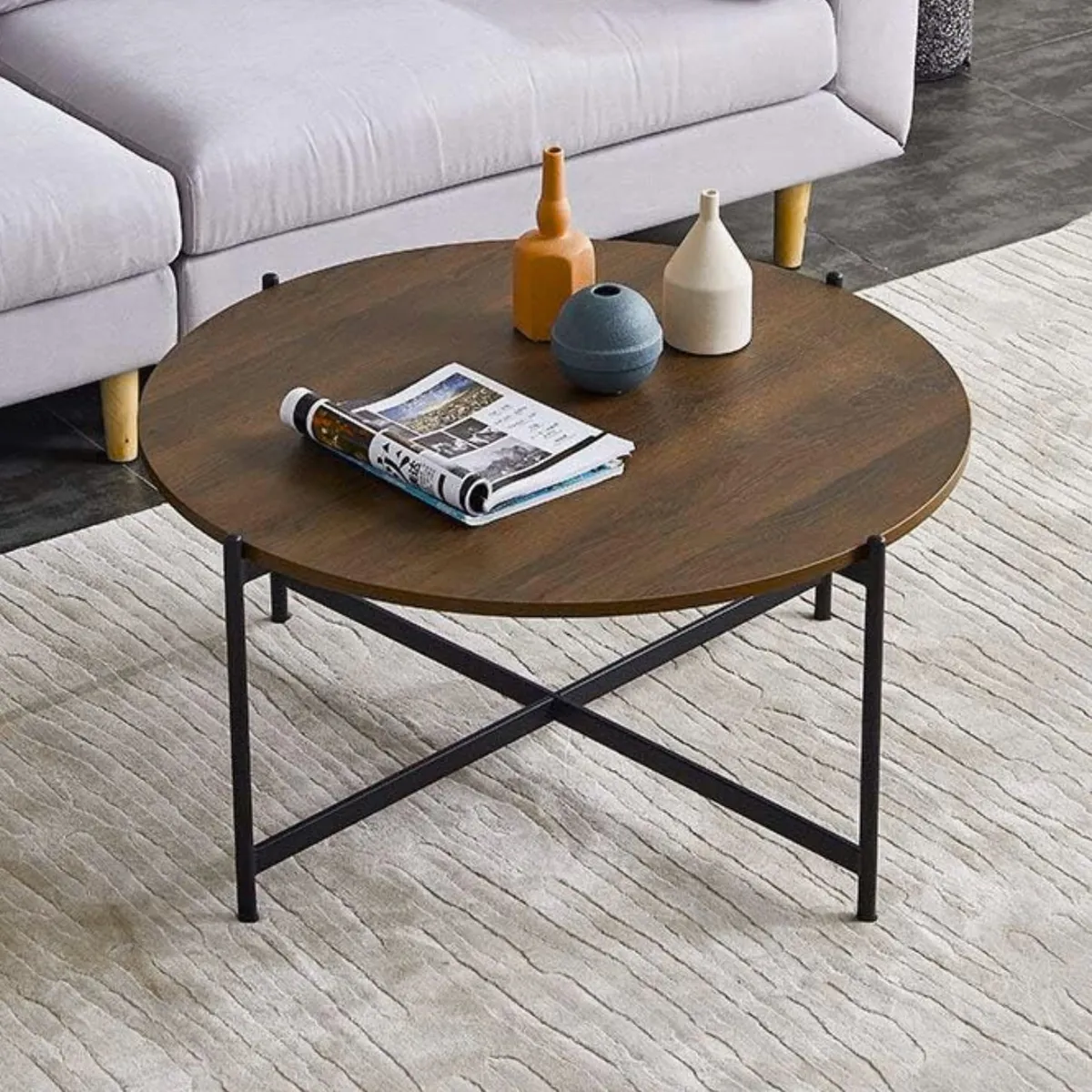 GENERICO - Mesa de Centro Industrial Belga Caramelo Coricha Home