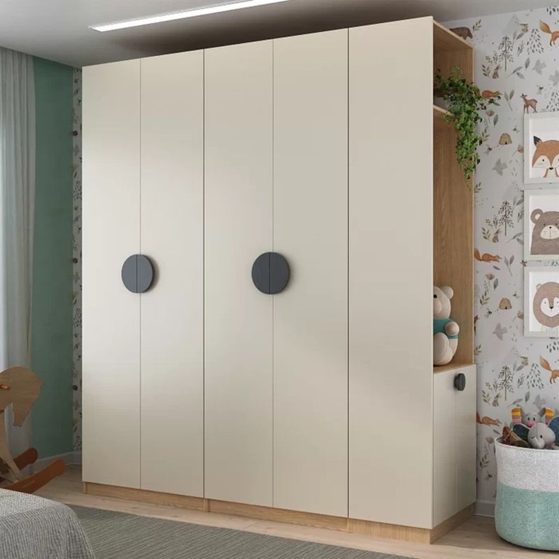 GENERICO - Ropero Moderno Narusena Blanco y Marrón 198cm R&R MUEBLES